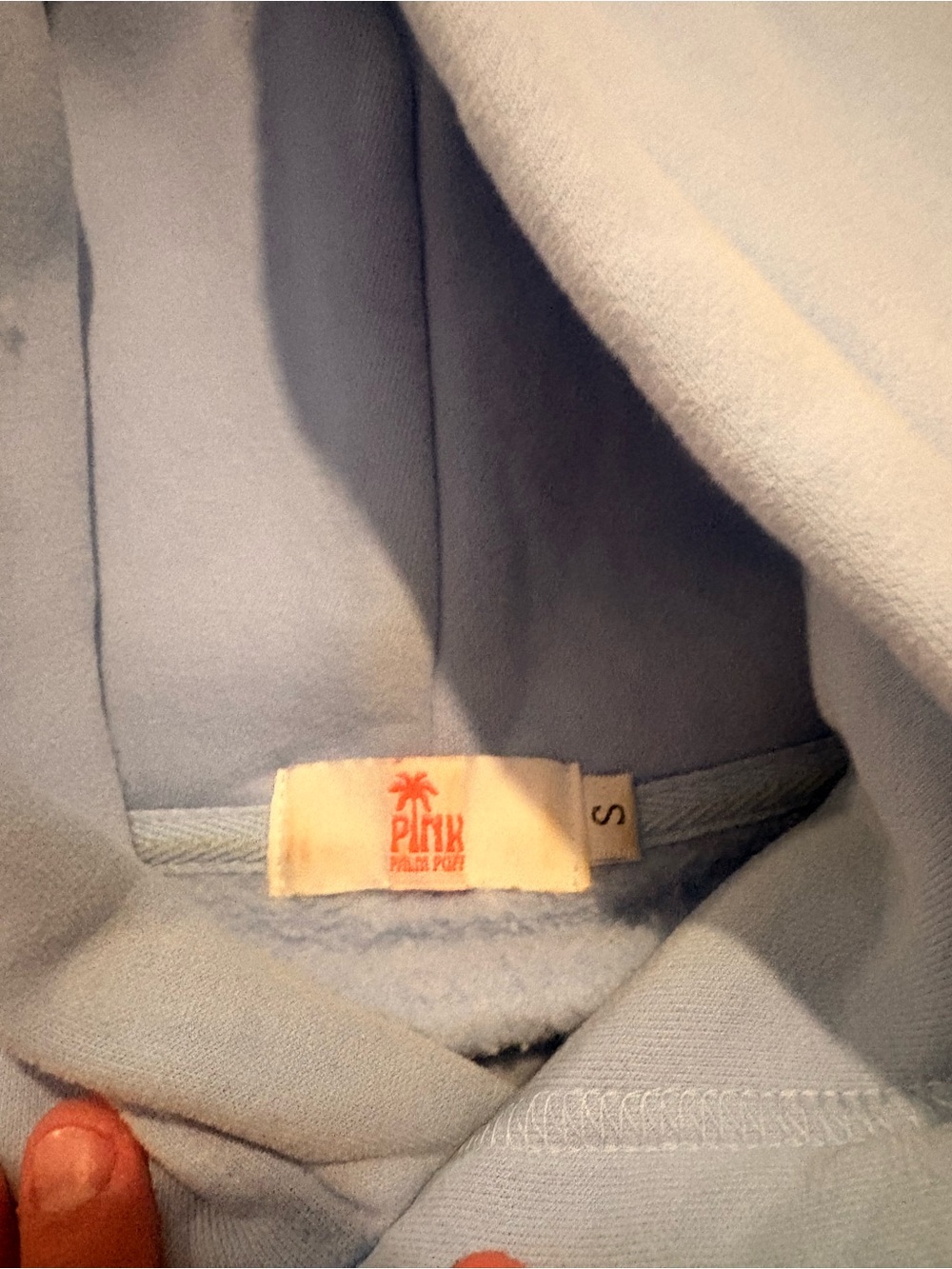 Pink Palm Puff Light Blue Palm Tree Hoodie - Picture 5 of 5
